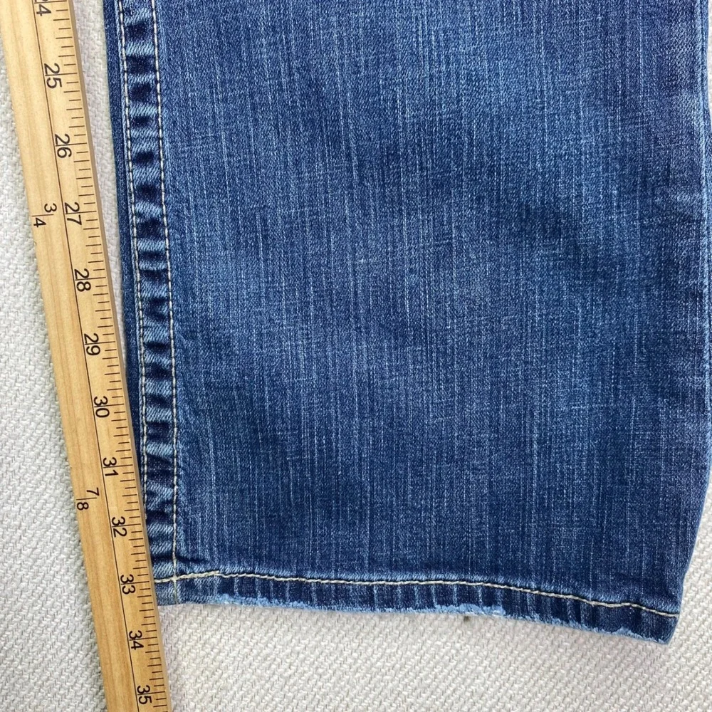 BKE Wendi Bootcut Jeans Womens 34x33.5 Blue Distressed Stretch Denim BKL4002L